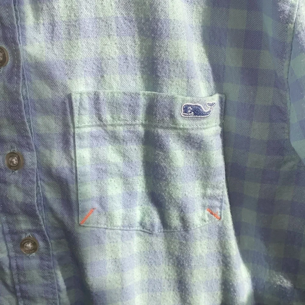 Vineyard Vines blue and purple plaid flannel dress size 12